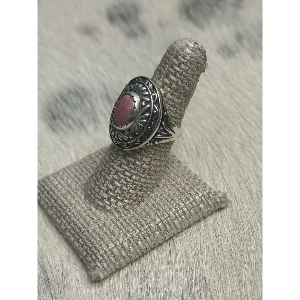 Carolyn Pollack Relios Sterling Silver Pink Rhodochrosite Concho Dome Ring 7